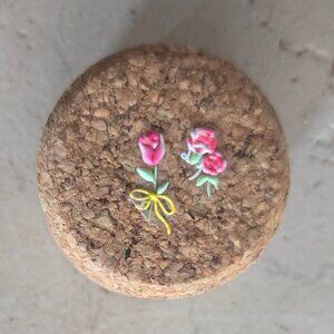 Brand New Hand Crafted Magnet Created from Champagne Cork Featuring Flowers